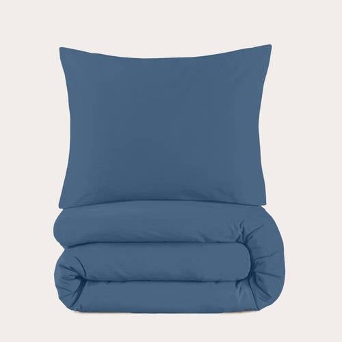 NOUS Kids basis dekbedovertrek kinderbed (120x150 cm) Blauw Effen