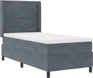 vidaXL Boxspringbed met hoofdeinde Donkergrijs 90 x 200 cm Fluweel