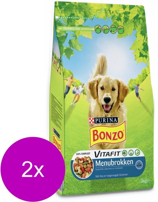 BONZO Vitafit Menu Brokken Kip&Groente - Hondenvoer - 2 x 3 kg