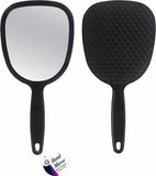 DID Cosmetische handspiegel - zwart - kunststof - 26,5 x 12,7 cm - make-up spiegel