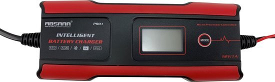 Absaar Acculader Pro 1.0 6/12 Volt 0-120 Ah 1 AmpÃ¨re Rood/zwart