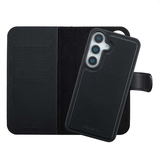 Selencia Hoesje - Geschikt voor Samsung Galaxy S24 / S25 - Olyn Uitneembare Bookcase met Magnetische Ring - Zwart
