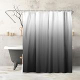 Americanflat 180x200 Douchegordijn - Waterbestendig Lang Douchegordijn met Duurzame Metalen Ringen en 12 Haken - 100% Polyester - Multi Badkamer Gordijnen - Grijs Ombre