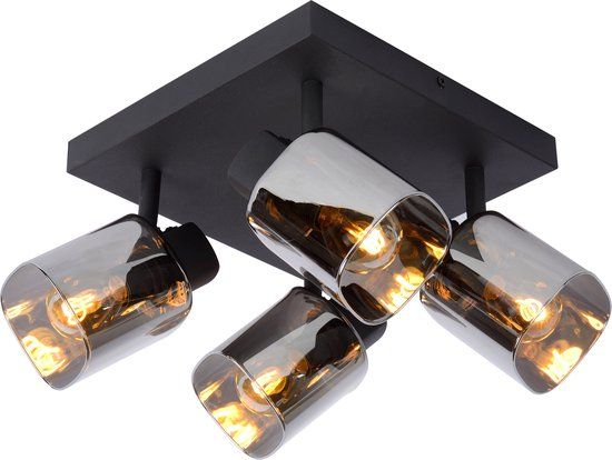 Lucide ALION - Plafondspot - 4xE14 - Zwart - Metaal - Dimbaar