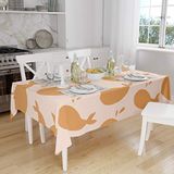 Bonamaison Tafelkleed, Anti-Mold, Sneldrogend, Waterdicht, 100% Polyester Tafellaken, Oranje, gebroken wit, 140 x 160 Cm - Ontworpen en Vervaardigd in Turkije