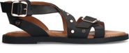 No Stress - Femme - Sandales en cuir noir avec clous - Taille 37