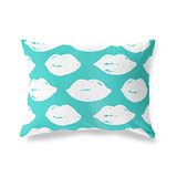 BonaMaison Turquoise-wit, kussensloop voor bed, auto, bank, huis, woonkamer, slaapkamer, woondecoratie, 45 x 60 cm, ontworpen en vervaardigd in Turkije