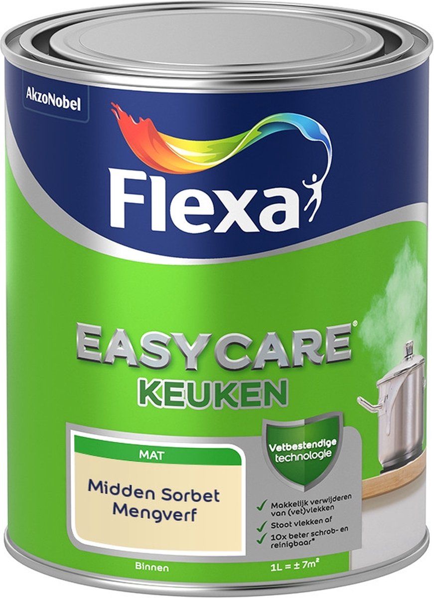 FLEXA Easycare Muurverf - Keuken - Mat - Midden Sorbet - 1 liter