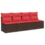 VidaXL Tuinbank met kussen bruin 62 x 62 x 69 cm poly rattan