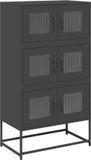 vidaXL Hoge kast - Staal - 68x39x123 cm - Zwart