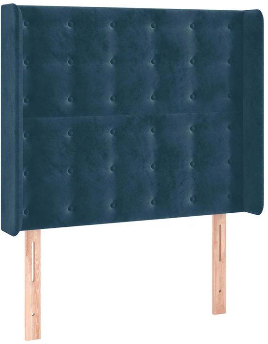vidaXL Hoofdbord met randen 103x16x118/128 cm fluweel donkerblauw