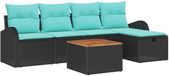 vidaXL Tuinbank Set 6-delig Zwart Polyrattan