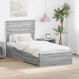 vidaXL Bedframe met lade Grijs Sonoma 90 x 200 cm Bewerkt hout
