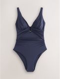 Next Dames Utrim Diep Uitgesneden Badpak met Figuurcorrectie Blauw