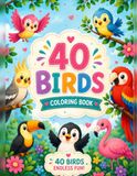 40 Birds Coloring Book for Kids Ages 3–8