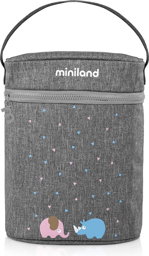 Miniland dubbele warmhoudzak thermosfles voor babyflessen en thermosflessen grij