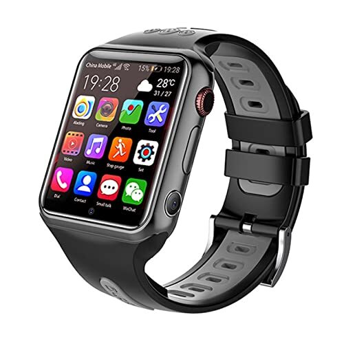 JUSHZ Smart Horloge Voor Mannen Smart Horloges Voor Vrouwen Smartwatch Voor Kinderen Met Call Functie Kind 4G Video Call WiFi Internet Beschikbaar GPS, Zwart, 47.5x40x15mm