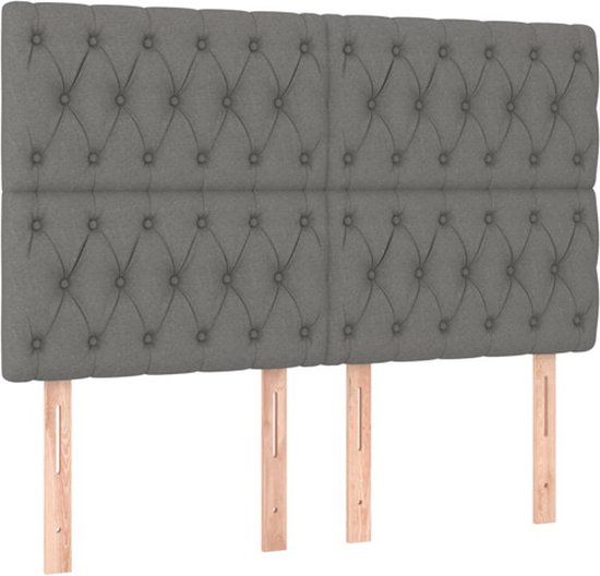 vidaXL Hoofdbord donkergrijs Stof 160x7x118/128 cm