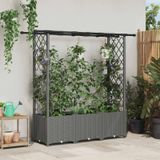 VidaXL Verhoogd bed met trellis en dak lichtgrijs 162,5 x 40 x 136 cm