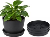 Pro Garden pot met schotel - 3x - opvangbak - antraciet - dia 29 cm - Plastique