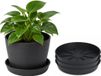 Pro Garden pot met schotel - 3x - opvangbak - antraciet - dia 29 cm - Plastique