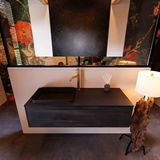Mondiaz ERIN 120cm badmeubelset Dark brown met 1 lade Wastafel RIDGE links 1 kraangat Urban ERIN11335