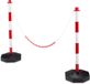 Relaxdays Afzetpaal, set van 2, rood-wit, met ketting, kunststof