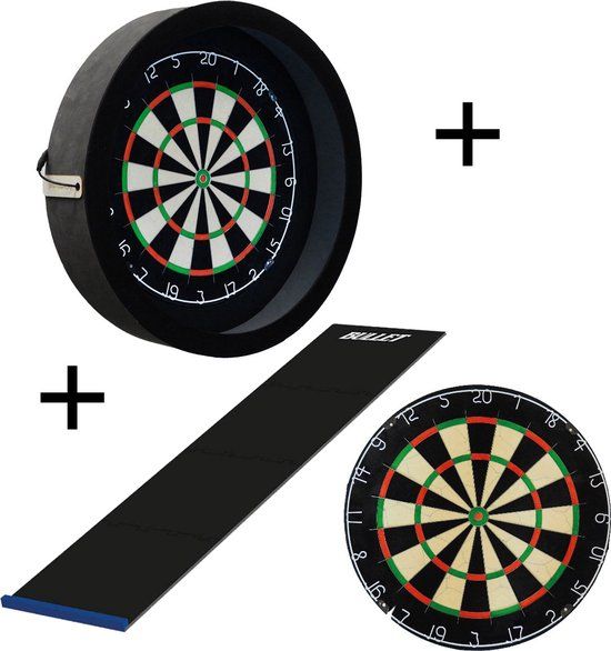 Dragon Darts Sorpresa PRO Dart Set - Black - Dartboard, Dart Mat, and Dartboard Lighting