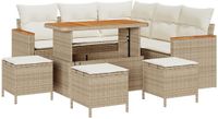 vidaXL Tuinbank Set Beige Polyrattan