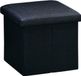 Kesper - Pouf avec rangement, aspect lin, Noir, Carré, 38 x 38 cm