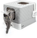 Lionto Kattenbak met lade en schep, 50,5x40,8x37 cm, lichtgrijs