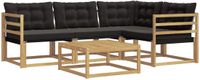 vidaXL Acacia Hout Hoekbank Set Wit en Zwart