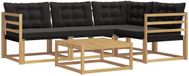 vidaXL Acacia Hout Hoekbank Set Blanc et Noir