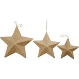 Creativ Company Sterren - Kerstornamenten - beige - 6 stuks