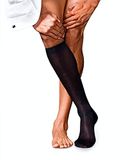FALKE No. 4 Pure Silk Heren Kniekousen Blauw - Maat 39-40