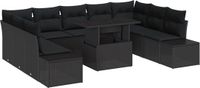 vidaXL Tuinbank Set Zwart Poly Rattan 7 Zitplekken Hoek Loungeset