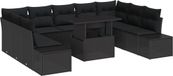 vidaXL Tuinbank Set Zwart Poly Rattan 7 Zitplekken Hoek Loungeset