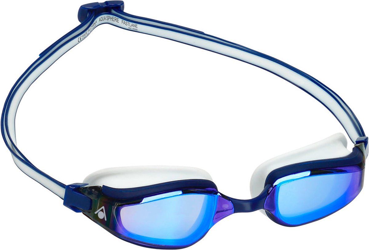 Aquasphere Fastlane Zwembril - Volwassenen - Blue Titanium Mirrored Lens - Blauw/Wit