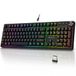 KOORUI Gaming toetsenbord, mechanisch toetsenbord, draadloos/bekabeld/Bluetooth RGB toetsenbord, oplaadbare batterij, volledige grootte, Duitse lay-out QWERTZ voor Windows MacOS Linux-blauwe