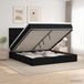 Prolenta Maison Exclusive Lit Ottoman exclusif avec matelas, couleur noire, 140 x 200 cm, revêtement en velours