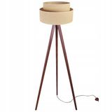 HOME LIGHT Light Home JUTA - Vloerlamp Staande Lamp - Houten Statief - Stoffen Kap Ø45 cm