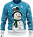 JAP Christmas Kersttrui (maat S) - 100% Gerecycled - Kriebelt niet - Kerstcadeau volwassenen - Foute Kersttrui dames en heren - Sneeuwpop - Blauw