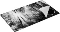 Chefcare Inductie Beschermer Weg Omringd met Bomen in het Bos - Zwart Wit - 95x55 cm