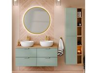 Oria Ensemble meuble double vasque 120cm et colonne Vert mat