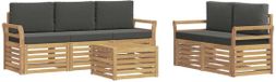 vidaXL Bankset van acaciahout, 6 zitplaatsen, wit en antracietkleurig, polyester