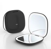 Merkloos / Sans marque Dailygoody - LED Handheld Spiegel - 10X Vergrootglas - Oplaadbaar en Dimbaar - Zwart