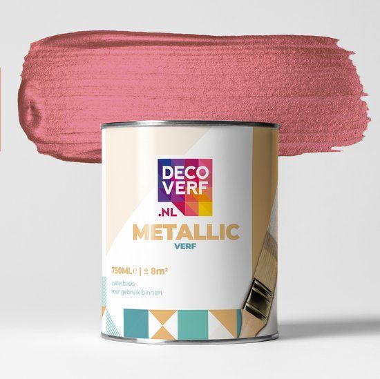 Decoverf.nl Decoverf metallic verf framboos roze 750ml - 8719743414204