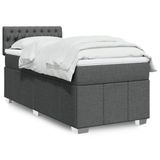 VidaXL Boxspringbed met matras, stof, donkergrijs, 90x190 cm