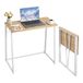 VEVOR Bureau pliant, petite table 80 cm, table d'ordinateur, panneau de particules robuste avec crochets de rangement, poste de travail pour bureau à domicile, facile à assembler, chêne