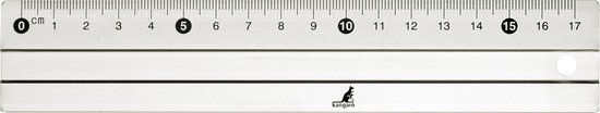 Kangaro liniaal - 17cm - aluminium - grijs